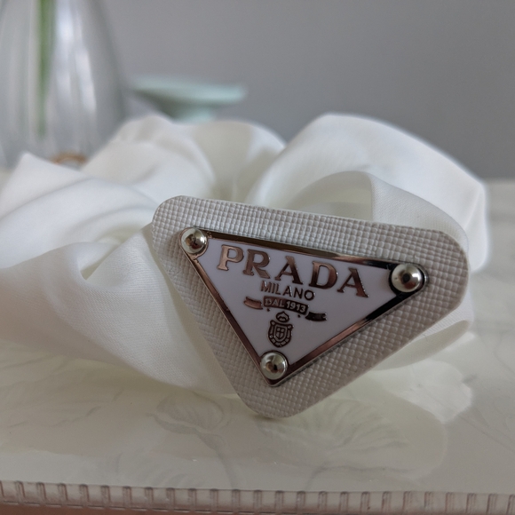 Prada White Silk Hair Scrunchie - Picture 2 of 4